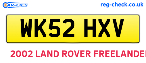 WK52HXV are the vehicle registration plates.