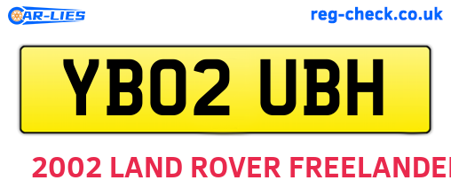 YB02UBH are the vehicle registration plates.