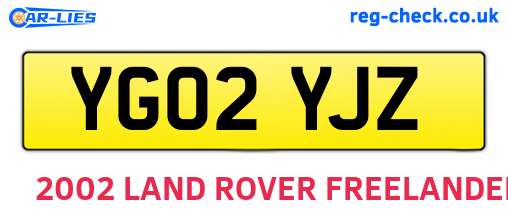 YG02YJZ are the vehicle registration plates.
