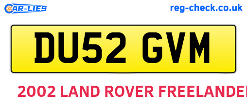 DU52GVM are the vehicle registration plates.