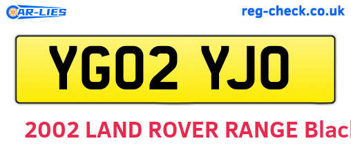 YG02YJO are the vehicle registration plates.