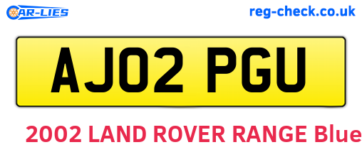 AJ02PGU are the vehicle registration plates.