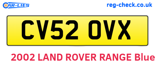 CV52OVX are the vehicle registration plates.