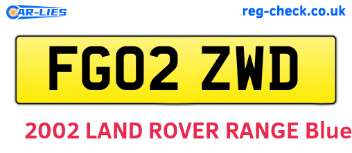 FG02ZWD are the vehicle registration plates.