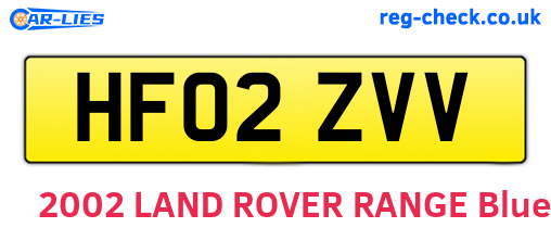HF02ZVV are the vehicle registration plates.