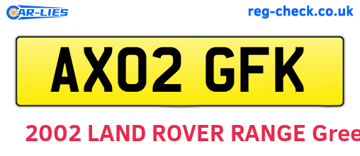 AX02GFK are the vehicle registration plates.