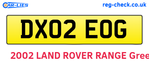 DX02EOG are the vehicle registration plates.
