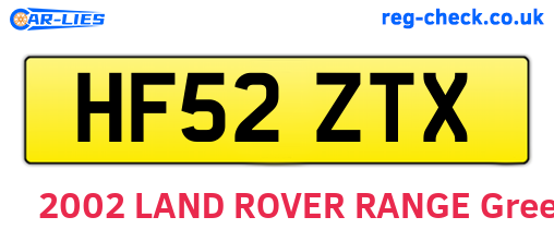 HF52ZTX are the vehicle registration plates.