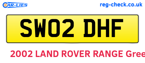 SW02DHF are the vehicle registration plates.