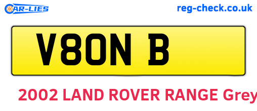 V8ONB are the vehicle registration plates.