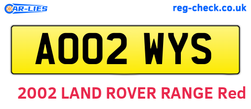 AO02WYS are the vehicle registration plates.