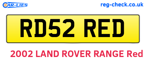 RD52RED are the vehicle registration plates.