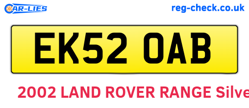 EK52OAB are the vehicle registration plates.
