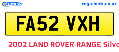 FA52VXH are the vehicle registration plates.