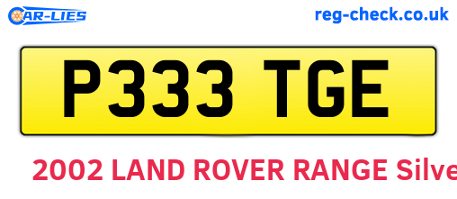P333TGE are the vehicle registration plates.