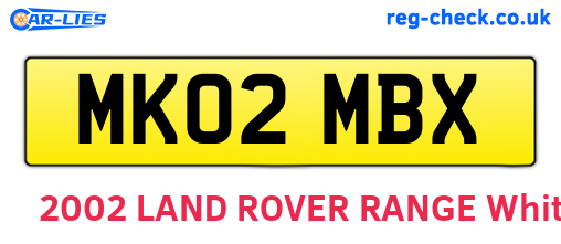 MK02MBX are the vehicle registration plates.