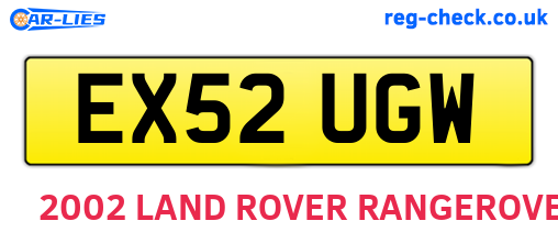 EX52UGW are the vehicle registration plates.