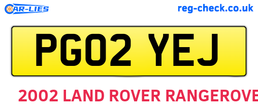 PG02YEJ are the vehicle registration plates.