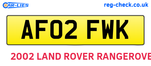 AF02FWK are the vehicle registration plates.