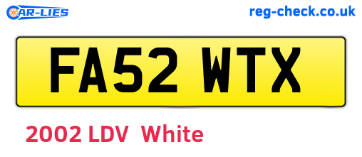 FA52WTX are the vehicle registration plates.