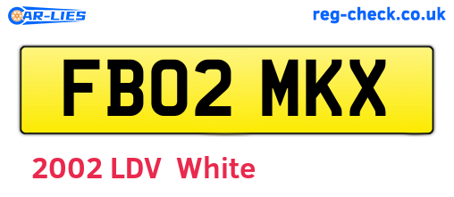 FB02MKX are the vehicle registration plates.