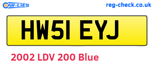 HW51EYJ are the vehicle registration plates.
