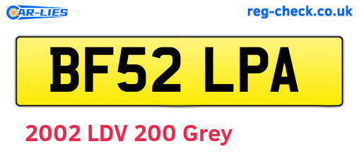 BF52LPA are the vehicle registration plates.