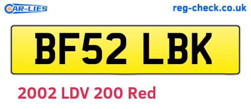 BF52LBK are the vehicle registration plates.