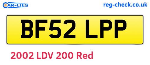 BF52LPP are the vehicle registration plates.