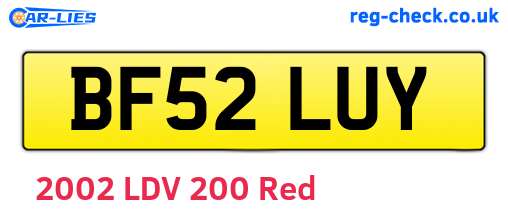 BF52LUY are the vehicle registration plates.