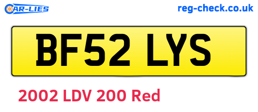 BF52LYS are the vehicle registration plates.