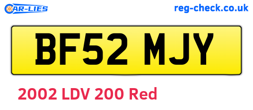 BF52MJY are the vehicle registration plates.