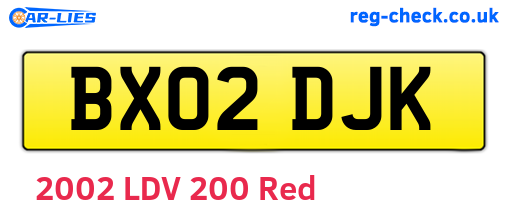 BX02DJK are the vehicle registration plates.