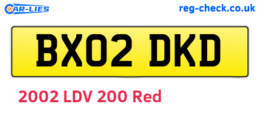 BX02DKD are the vehicle registration plates.