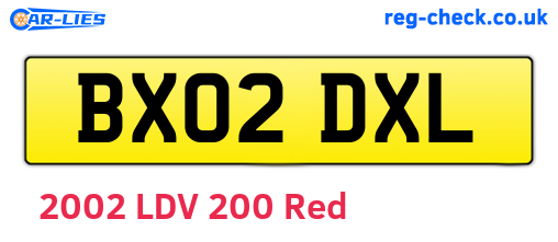 BX02DXL are the vehicle registration plates.