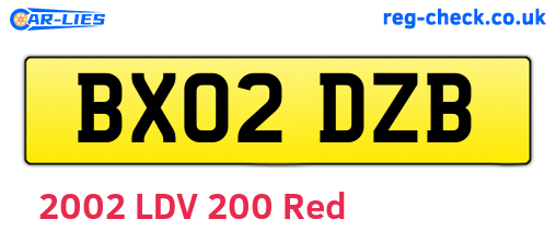 BX02DZB are the vehicle registration plates.