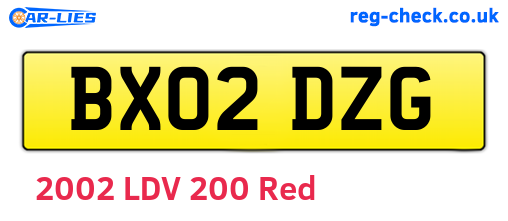 BX02DZG are the vehicle registration plates.