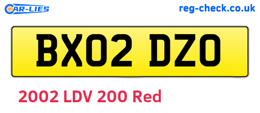 BX02DZO are the vehicle registration plates.