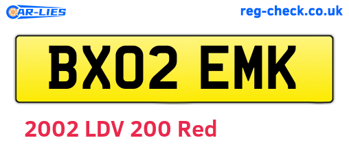 BX02EMK are the vehicle registration plates.