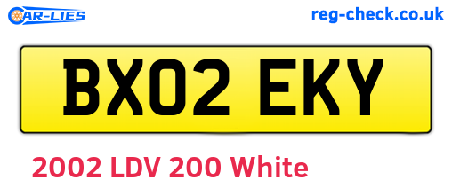 BX02EKY are the vehicle registration plates.