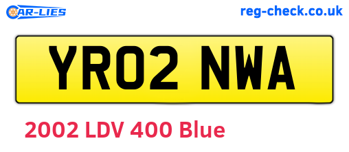 YR02NWA are the vehicle registration plates.