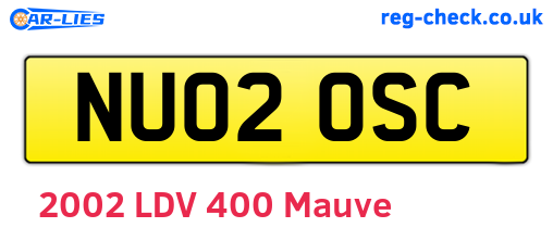 NU02OSC are the vehicle registration plates.