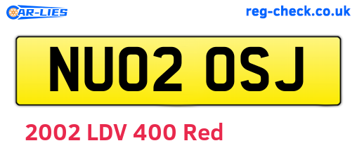 NU02OSJ are the vehicle registration plates.