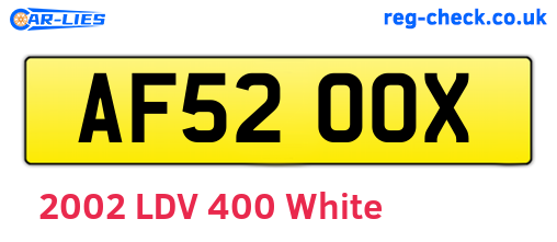 AF52OOX are the vehicle registration plates.