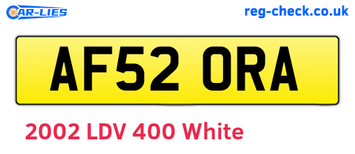 AF52ORA are the vehicle registration plates.