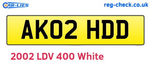 AK02HDD are the vehicle registration plates.