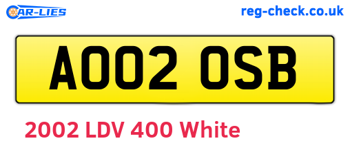 AO02OSB are the vehicle registration plates.