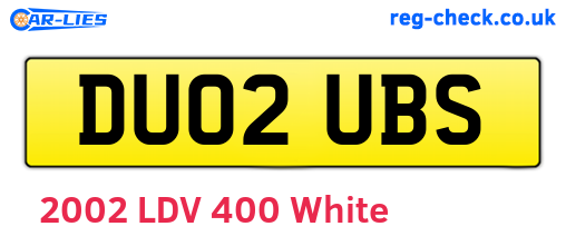 DU02UBS are the vehicle registration plates.