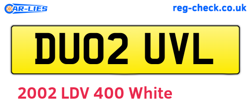 DU02UVL are the vehicle registration plates.