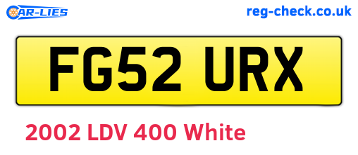 FG52URX are the vehicle registration plates.